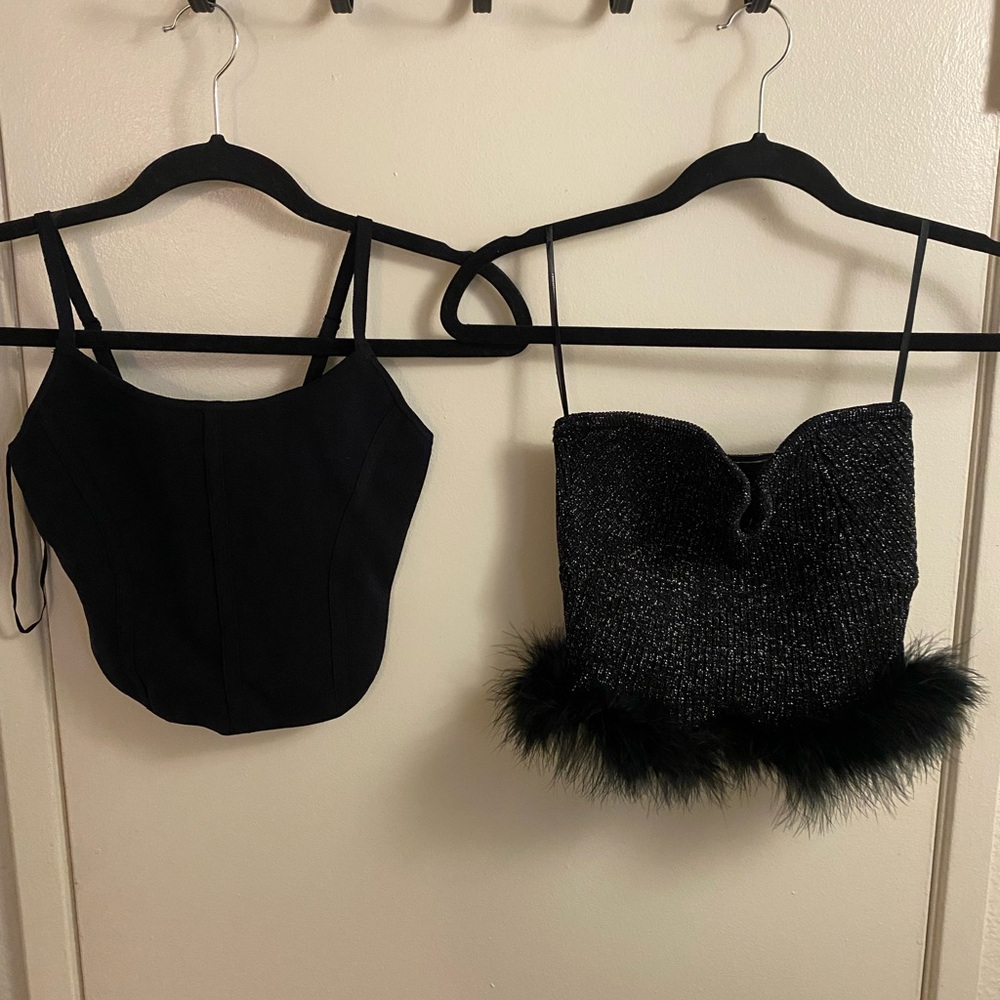 Elegant Black and Glitter Top Set